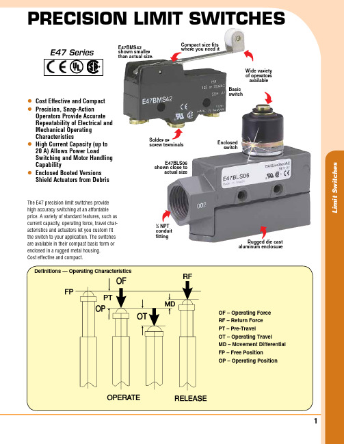 E47精度限位开关产品说明书