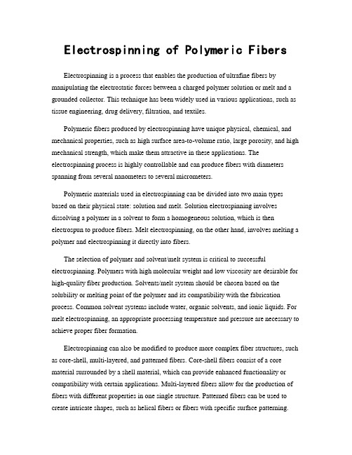 Electrospinning of Polymeric Fibers