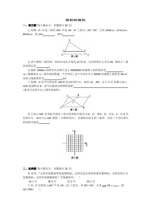 图形的相似检测题及答案