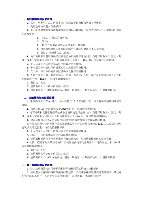 防烟楼梯间设置条件