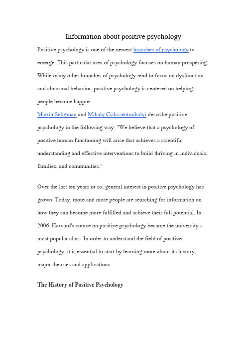 Information about positive psychology