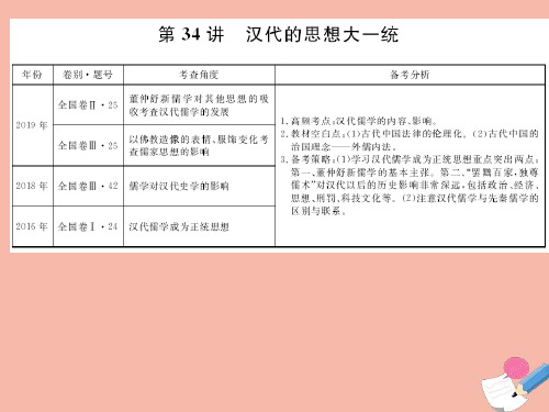 高考历史一轮复习必修3第12单元古代中国的思想科技与文学艺术34汉代的思想大一统课件ppt