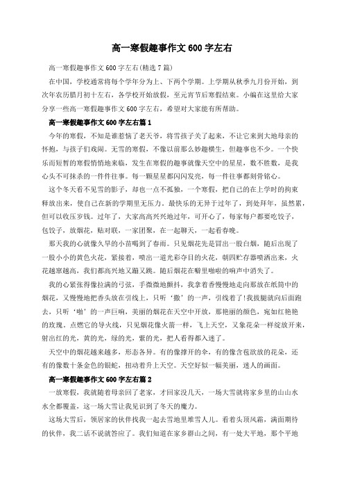 高一寒假趣事作文600字左右