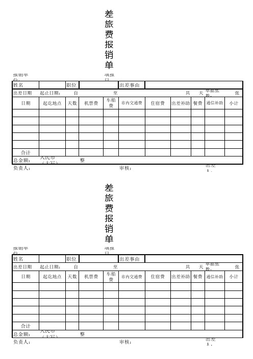 差旅费报销单模版(1)