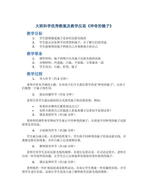 大班科学优秀教案及教学反思《神奇的镜子》