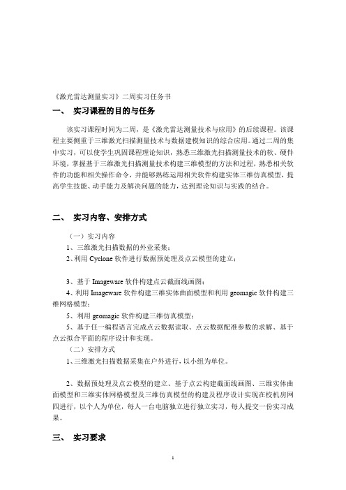 激光雷达测量实习报告(实习操作截图+心得体会+实习总结)