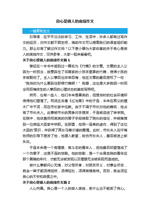 关于良心是做人的底线作文3篇