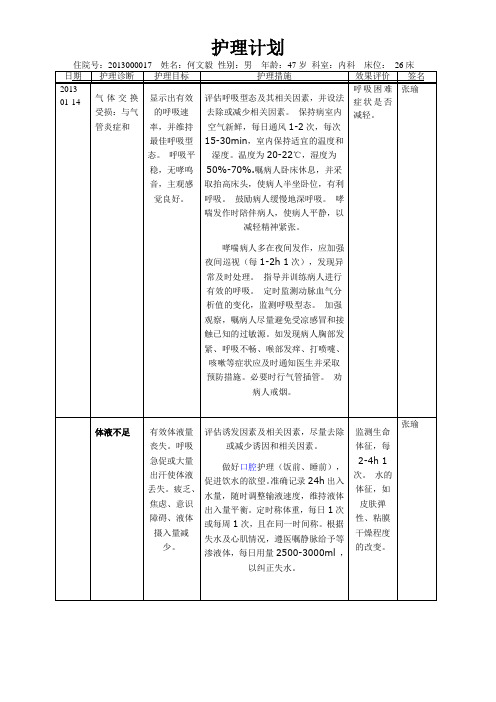 急性心肌梗死,护理计划