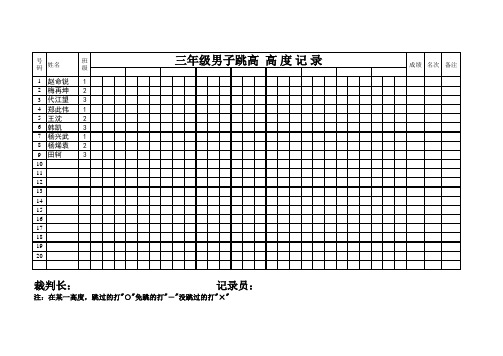 跳高比赛成绩登记表