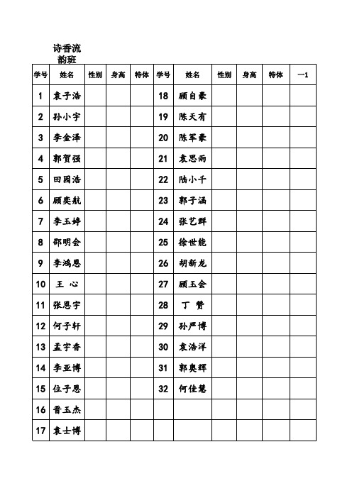 逸夫(北小)学生服装表