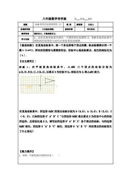 9.9利用位似放缩图形(2)教案 2022-2023学年八年级下册数