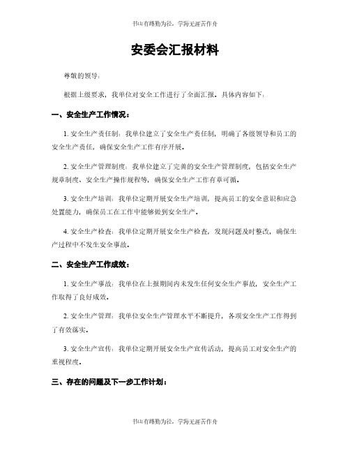 安委会汇报材料