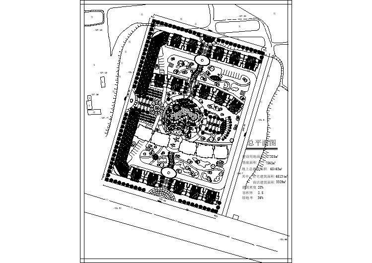 某高档小区规划设计cad施工总平面图（含经济技术指标）