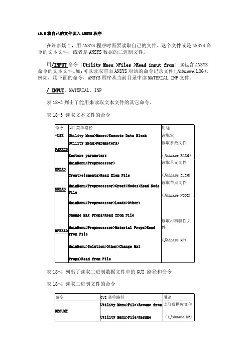 将自己的文件读入ANSYS程序