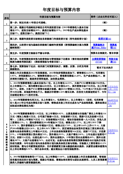 年度规划预算表