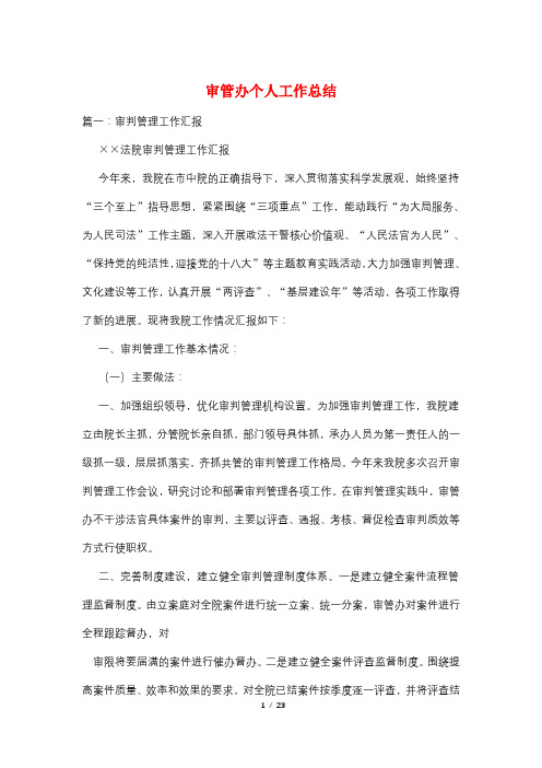 审管办个人工作总结