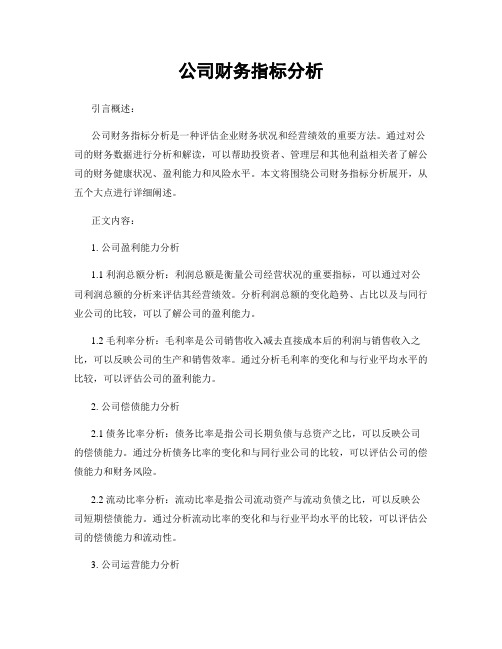 公司财务指标分析