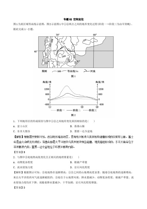 2018年高考地理考纲解读突破：专题02-空间定位(热点难点突破,含答案)