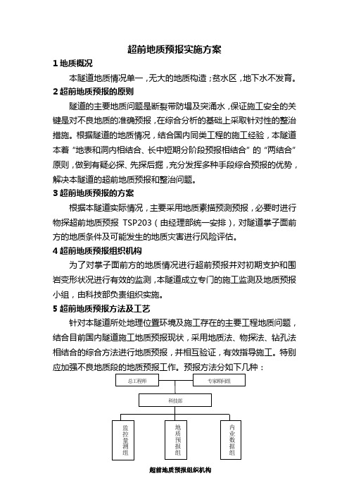 (隧道)超前地质预报实施方案