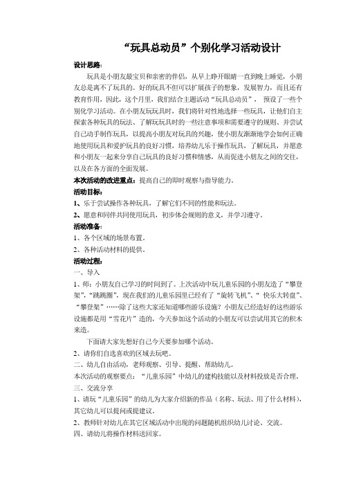 玩具总动员——个别化计划