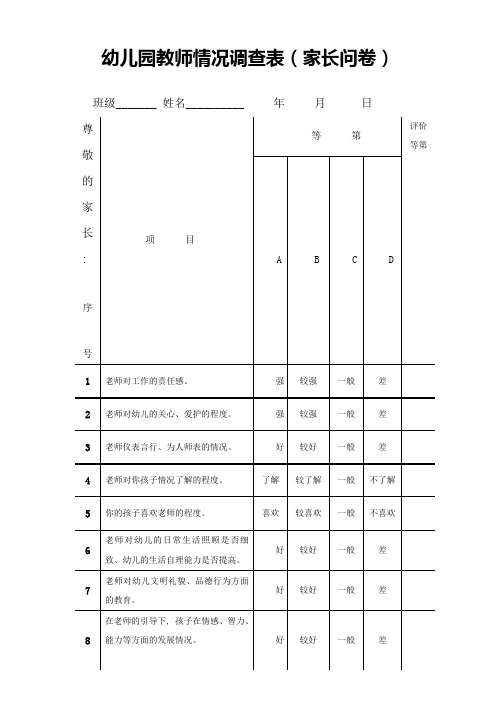 幼儿园家长问卷调查表_2