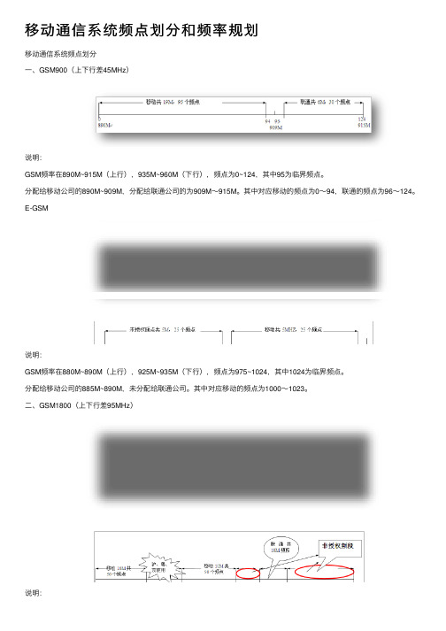 移动通信系统频点划分和频率规划