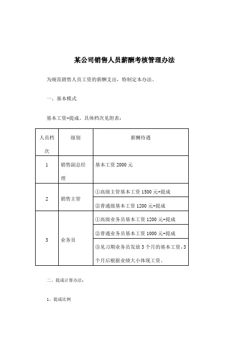 《某it公司销售人员薪酬考核管理办法》