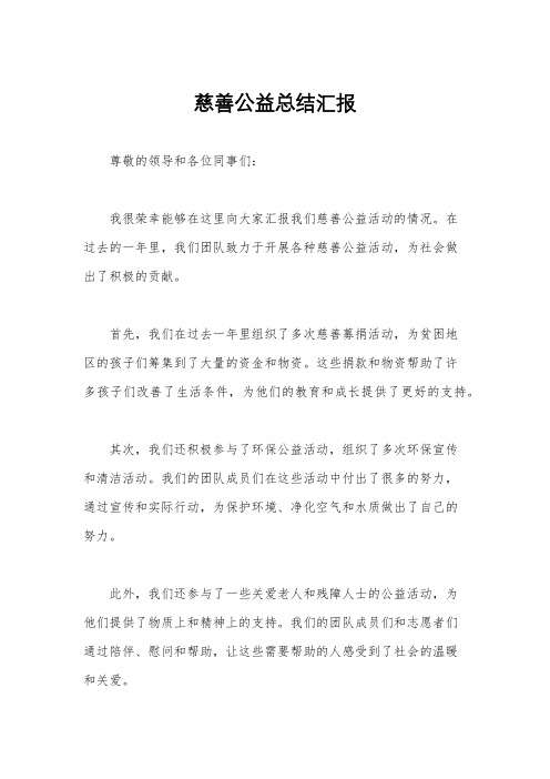 慈善公益总结汇报