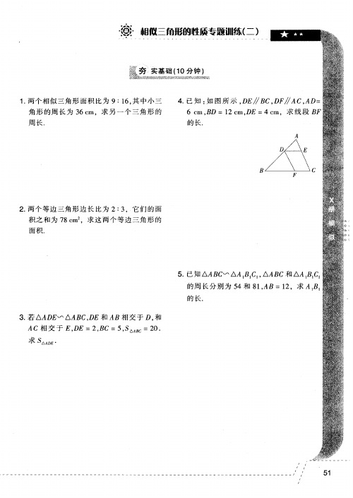 相似三角形的性质专题训练(二)