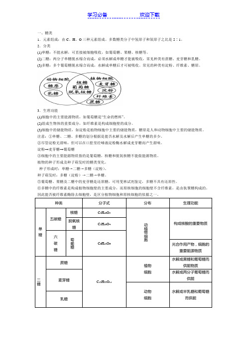 高中生物必修一——糖、脂肪和蛋白质