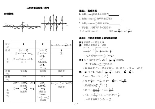 三角函数的图像和性质(复习课教案-含解答)