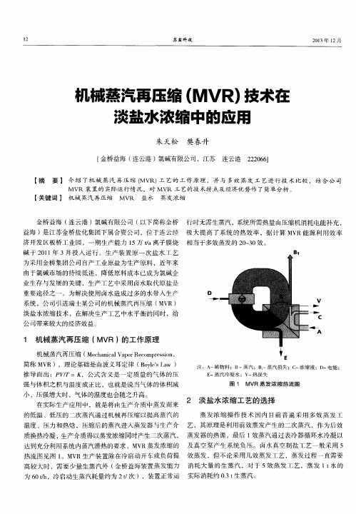 机械蒸汽再压缩(MVR)技术在淡盐水浓缩中的应用