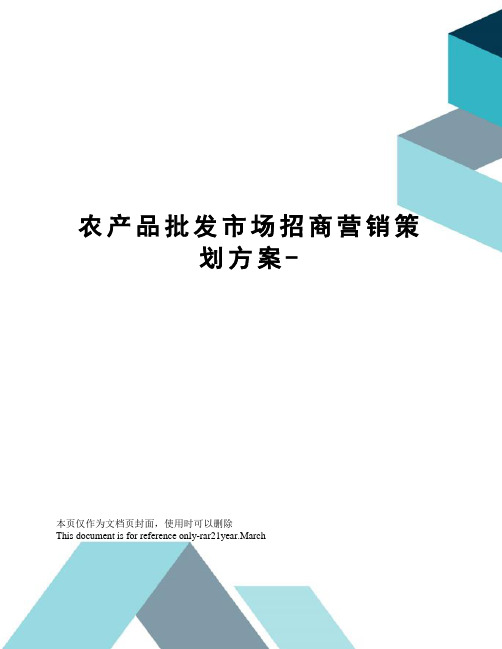 农产品批发市场招商营销策划方案-