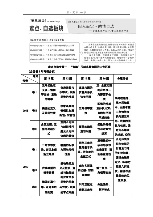 2019年高考数学(文科)二轮专题辅导教师用书：第一部分  第三层级  难点、自选板块