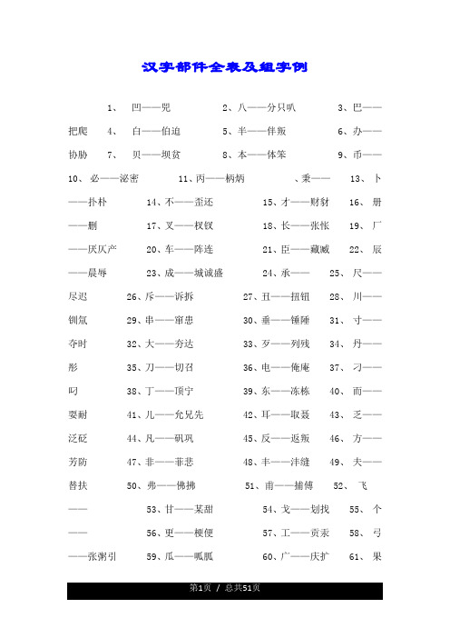 汉字部件全表及组字例.doc