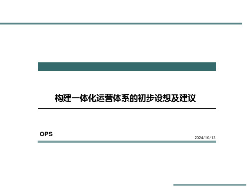 一体化运营体系的初步设想及建议