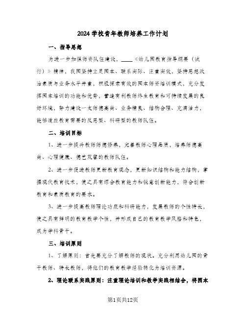 2024学校青年教师培养工作计划（三篇）