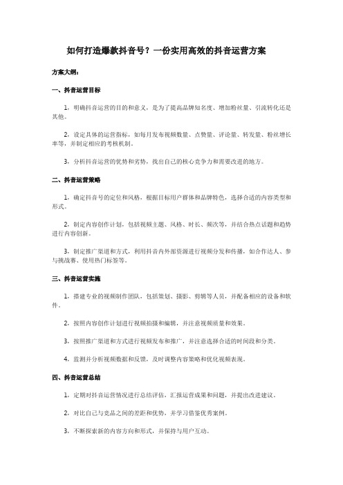 如何打造爆款抖音号？一份实用高效的抖音运营方案