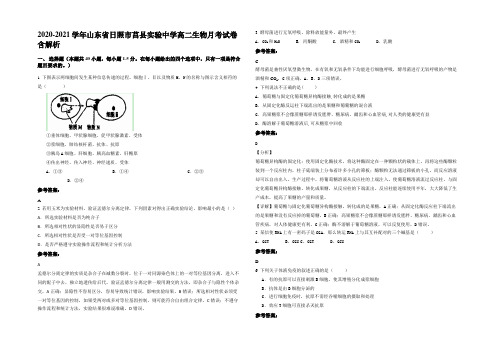 2020-2021学年山东省日照市莒县实验中学高二生物月考试卷含解析