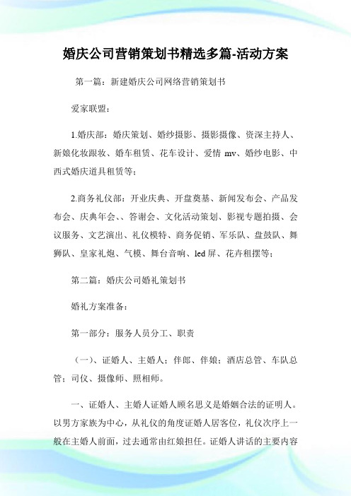 婚庆公司营销策划书(精选多篇)-活动计划.doc