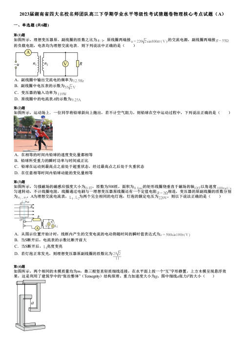 2023届湖南省四大名校名师团队高三下学期学业水平等级性考试猜题卷物理核心考点试题(A)