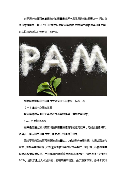 聚丙烯酰胺用量过大会怎样