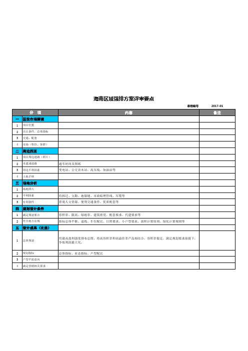 强排 概念 方案评审要点