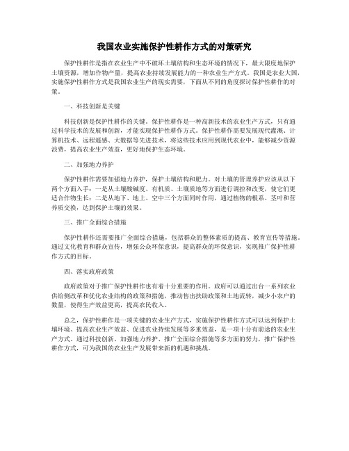 我国农业实施保护性耕作方式的对策研究