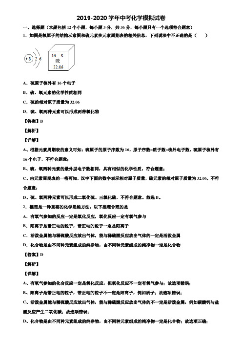 《合集8份试卷》兰州市名校高考化学三模考试卷