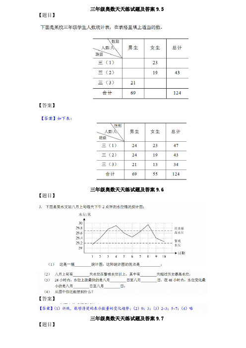 三年级奥数天天练试题及答案汇总