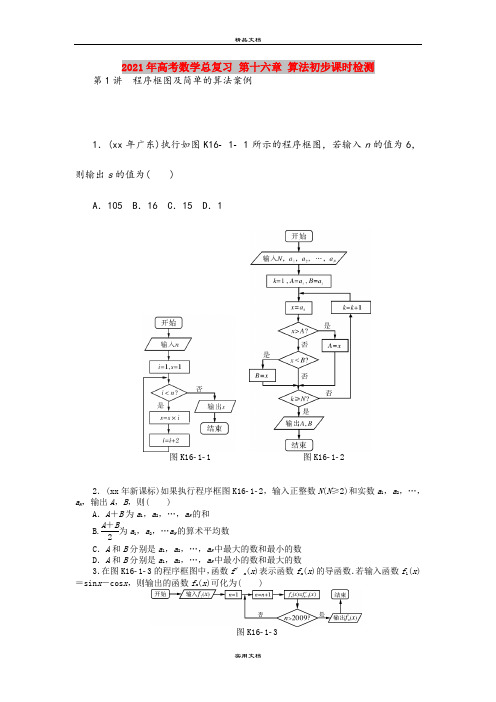 2021年高考数学总复习 第十六章 算法初步课时检测