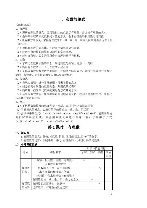 中考数学第一轮复习教案