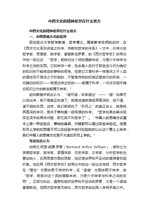 中西文化的精神差异在什么地方