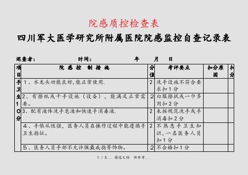 院感质控检查表(干货)